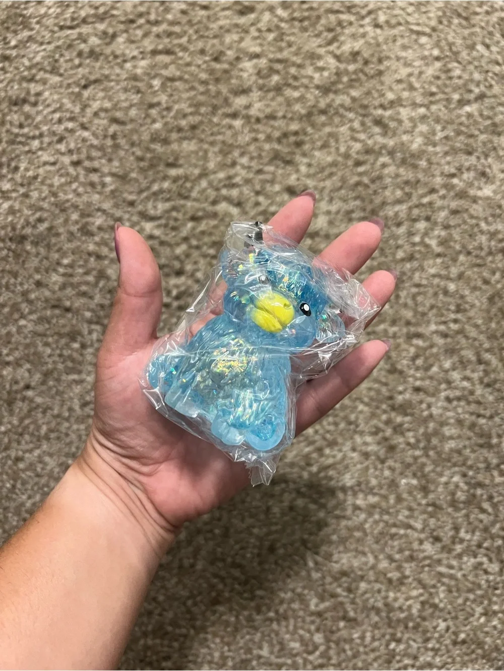 Blue Glitter Highland Cow Squeeze Toy – Slow Rising Sensory Fidget